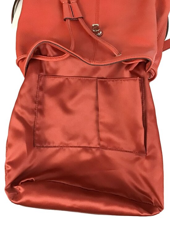 Coach Park Red Pebbled Leather Turnlock Sling Backpack